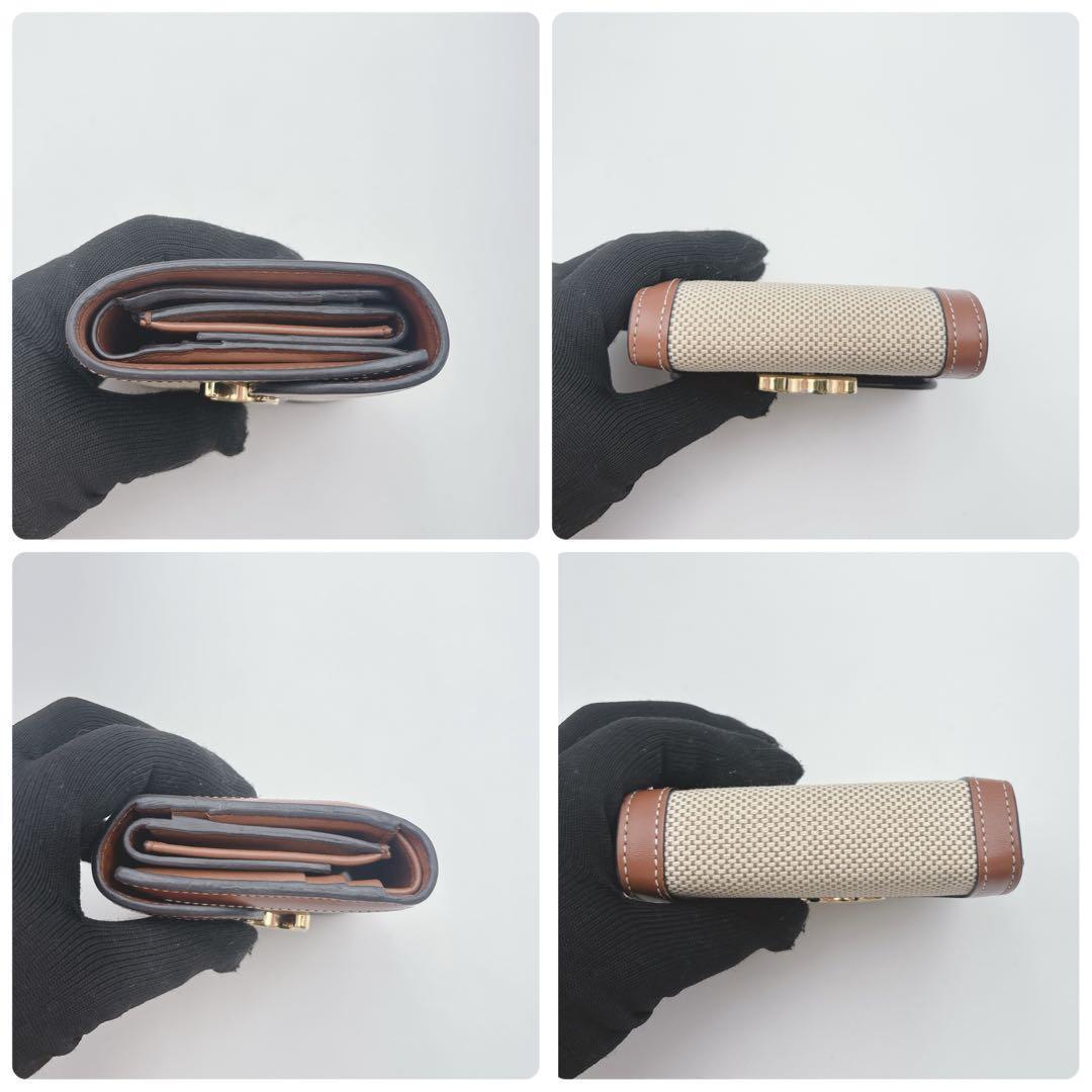 美品/現行✨セリーヌ 折り財布 トリオンフ デカロゴ レザー キャンバス