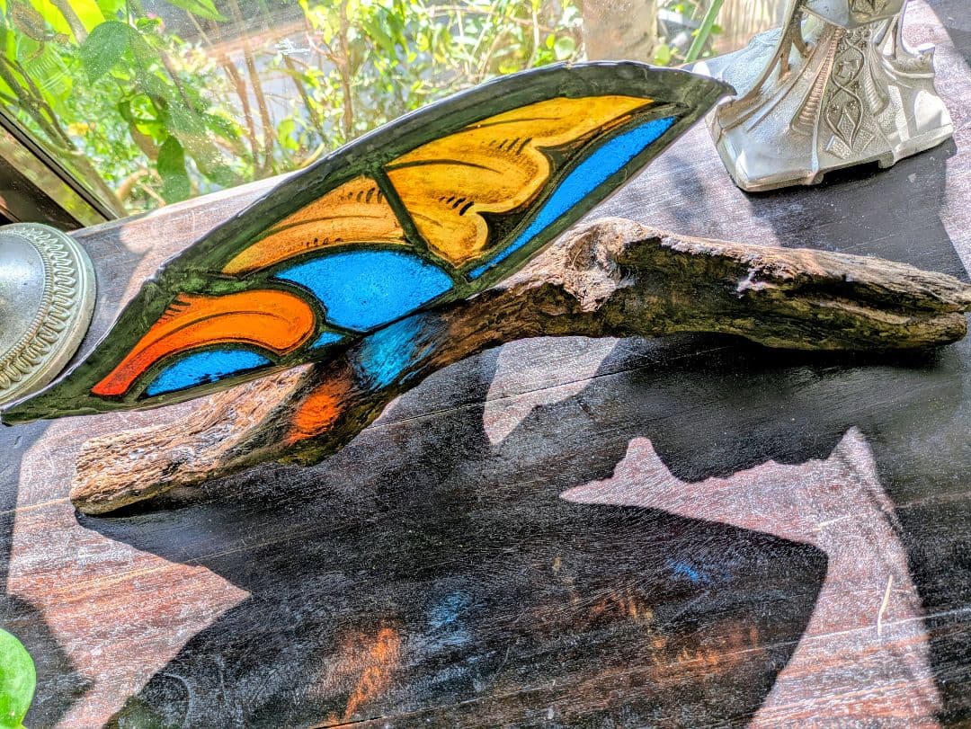 芸術品！天使 の羽 イタリア アンティークステンドグラス 流木アート クリスマス