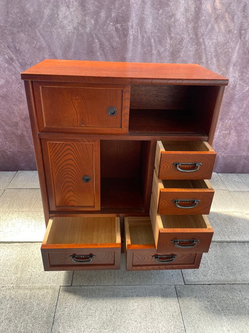 【からくり箪笥】民芸家具　茶箪笥 和家具収納棚 昭和レトロヴィンテージ