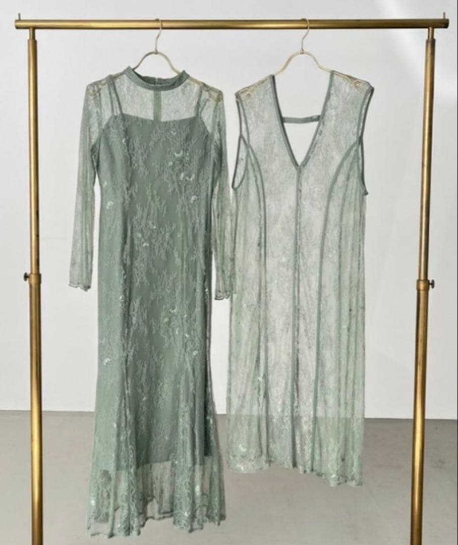 Dorry Doll グリーン レース ロングドレス Mサイズ