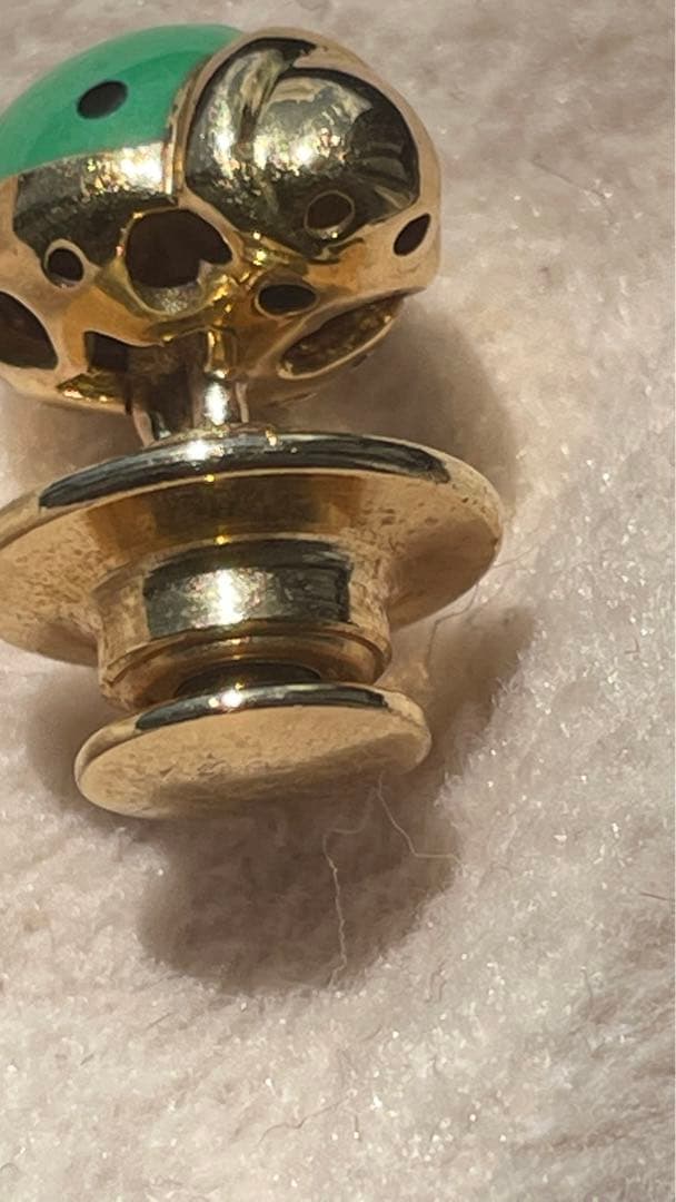 パスクワレブルーニ　K１８・エナメル　ピンブローチ　ネクタイピン　テントウムシ