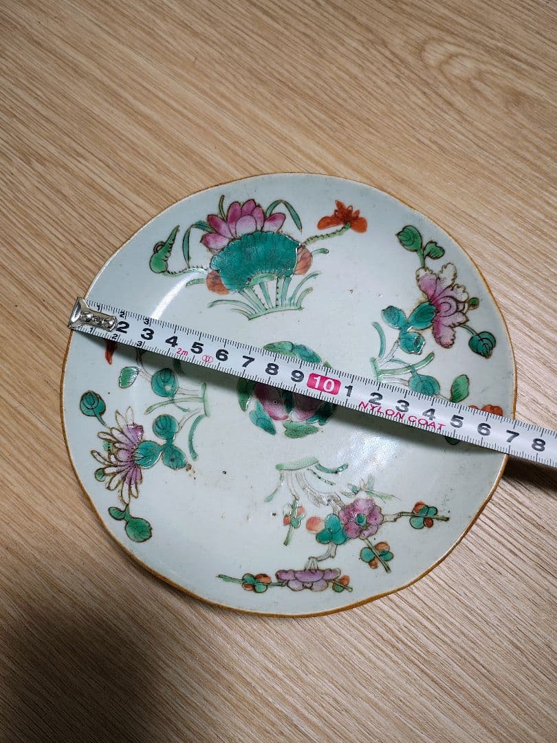 中国製 色絵皿花柄陶器皿清時代古美術