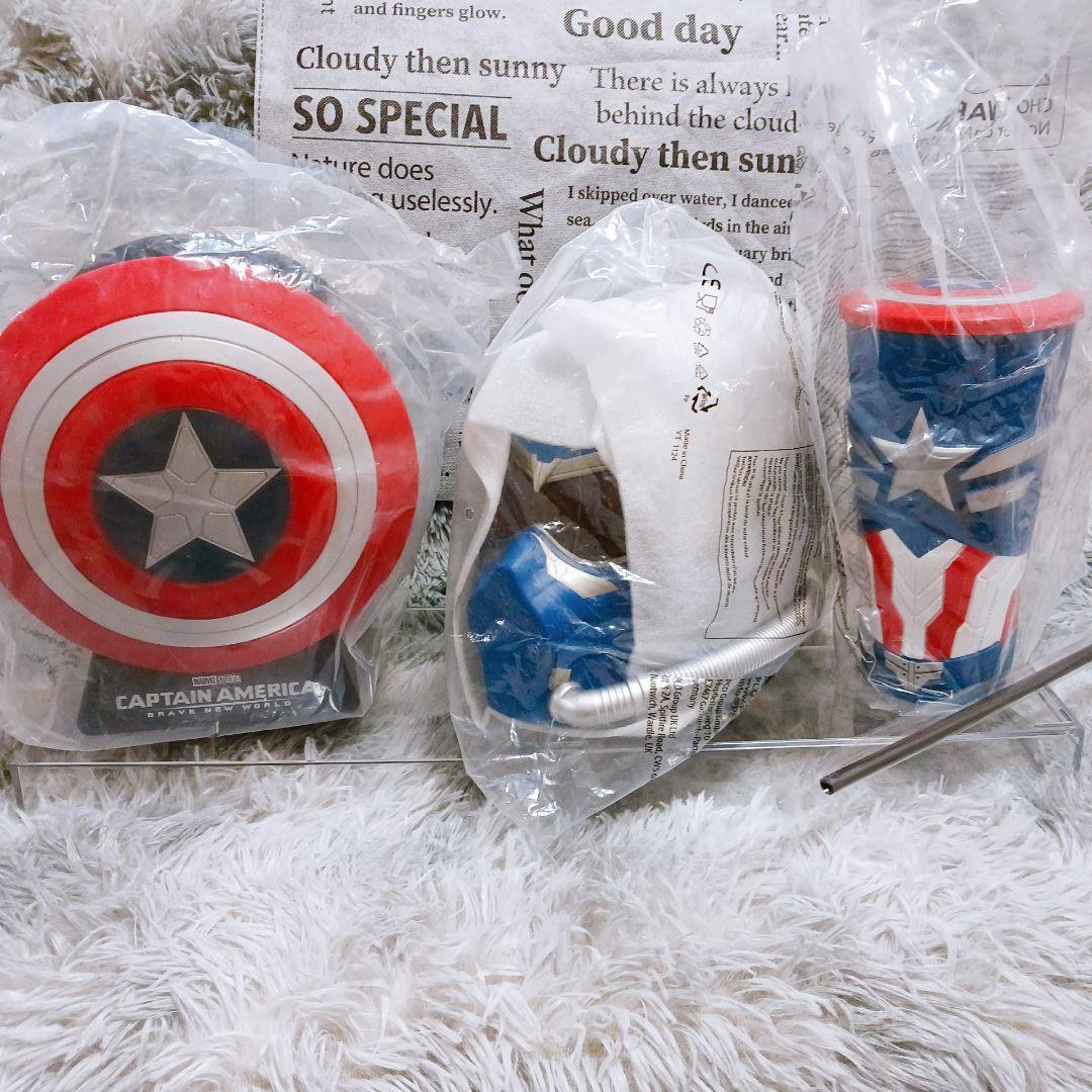 ✨映画館限定✨マーベルキャプテンアメリカポップコーンバケツ&カップ3点映画グッズ