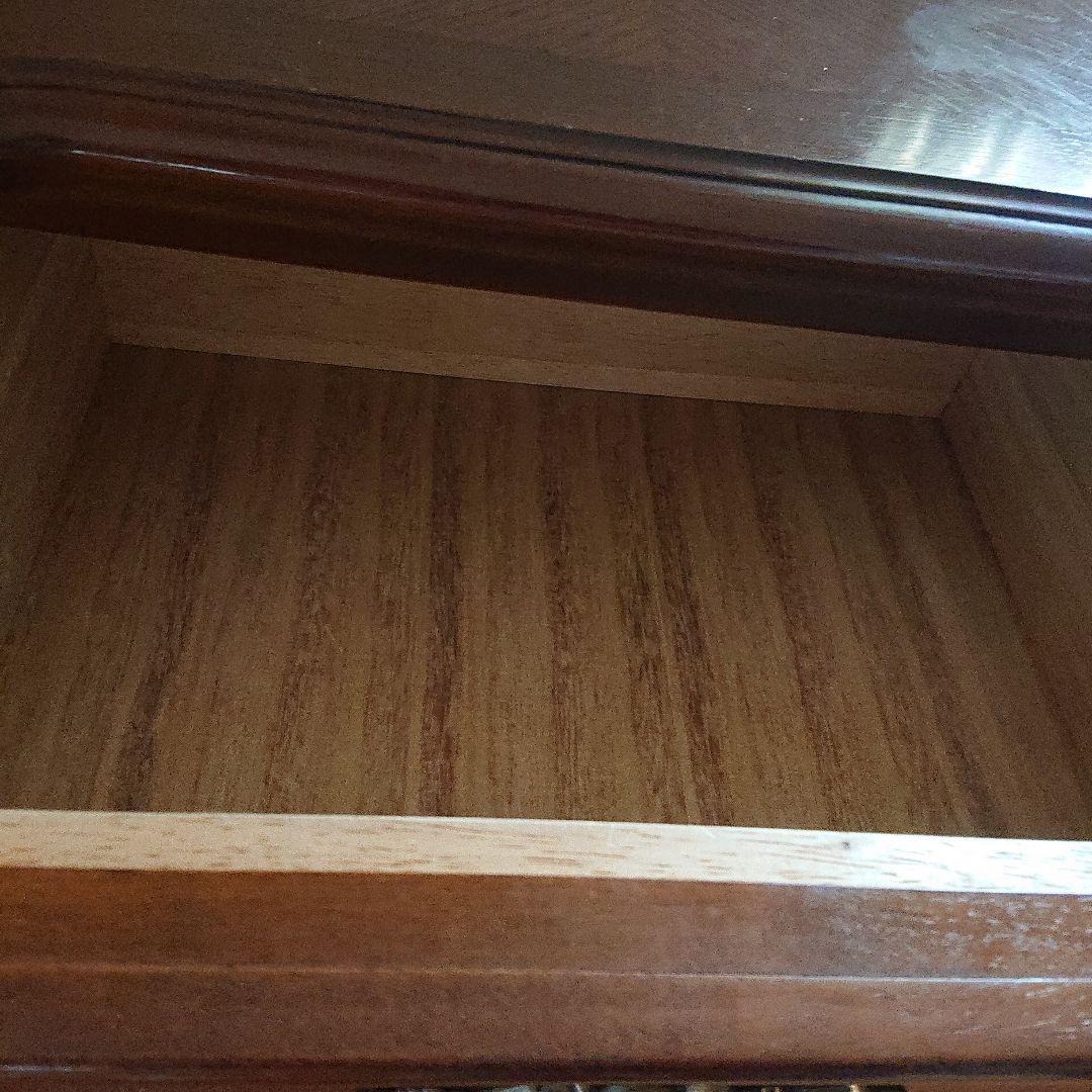 アンティーク調 木製ブラウンチェスト 2段引き出し付き