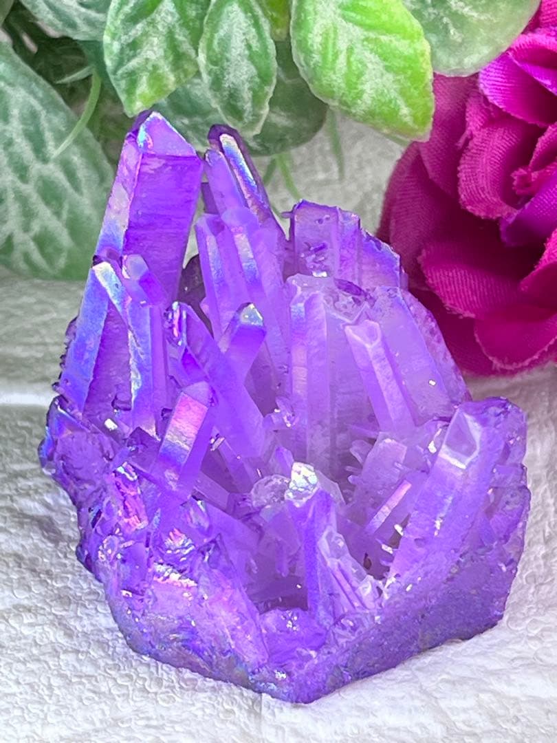 チャネリング✨　パープル　オーラ水晶　クリスタル　クラスター　原石