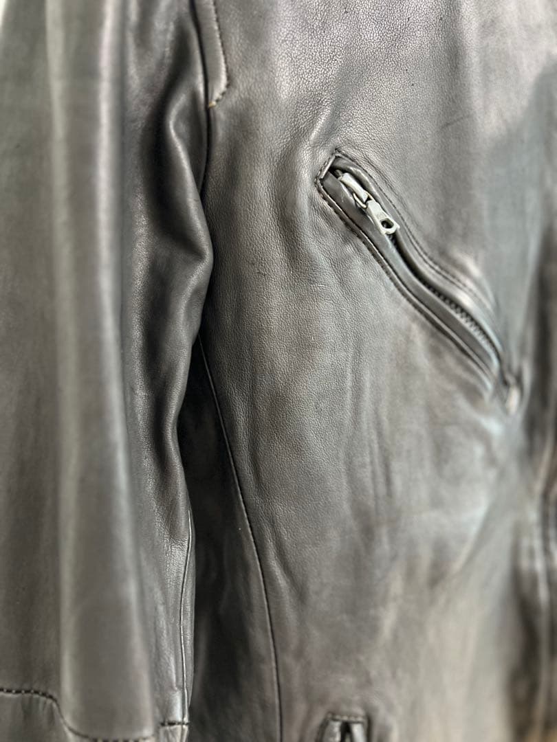 【希少】BACKLASH ドイツカーフシングルライダース XL 黒色