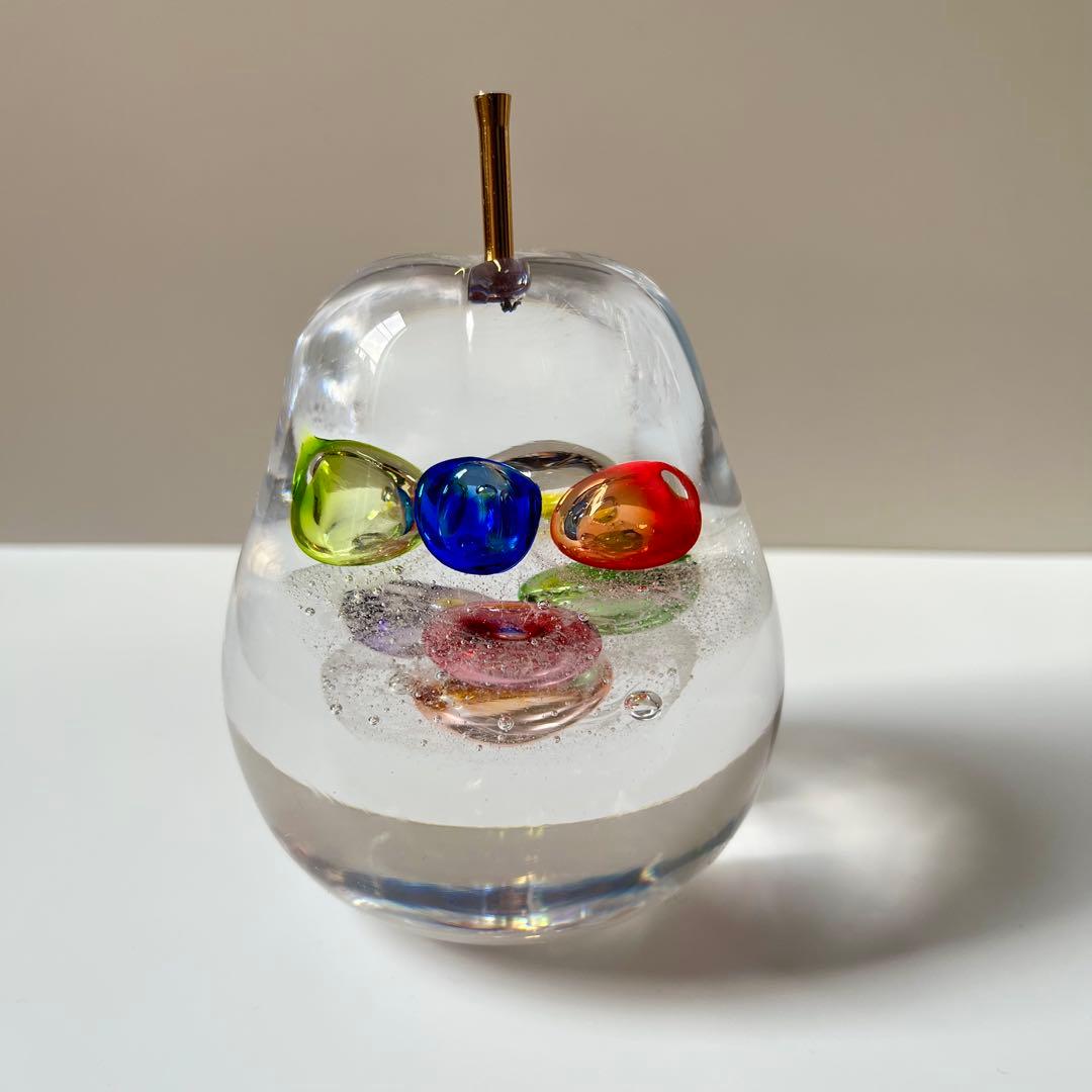 安田泰三　ガラス　洋梨　ペーパーウェイト