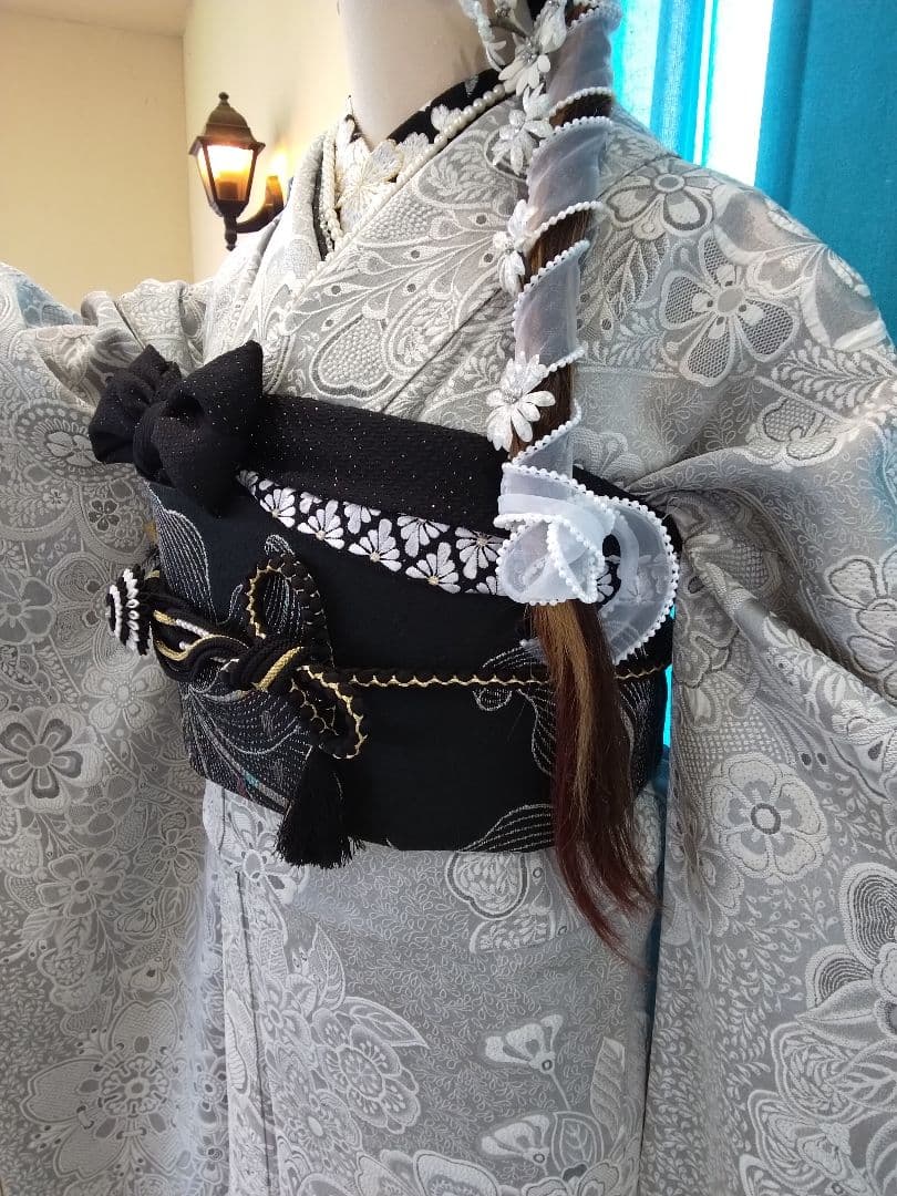 振袖、正絹山岡古都振袖、落款、西陣袋帯、