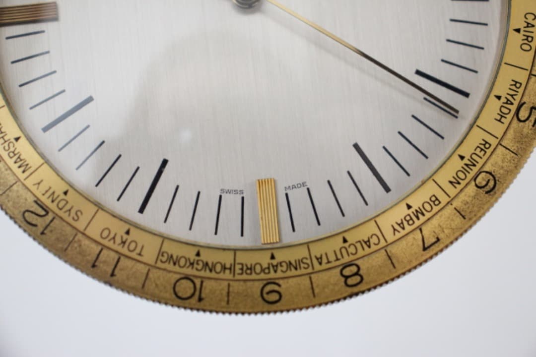 スイス製　ティファニー　ワールドクロック　卓上時計　クオーツ