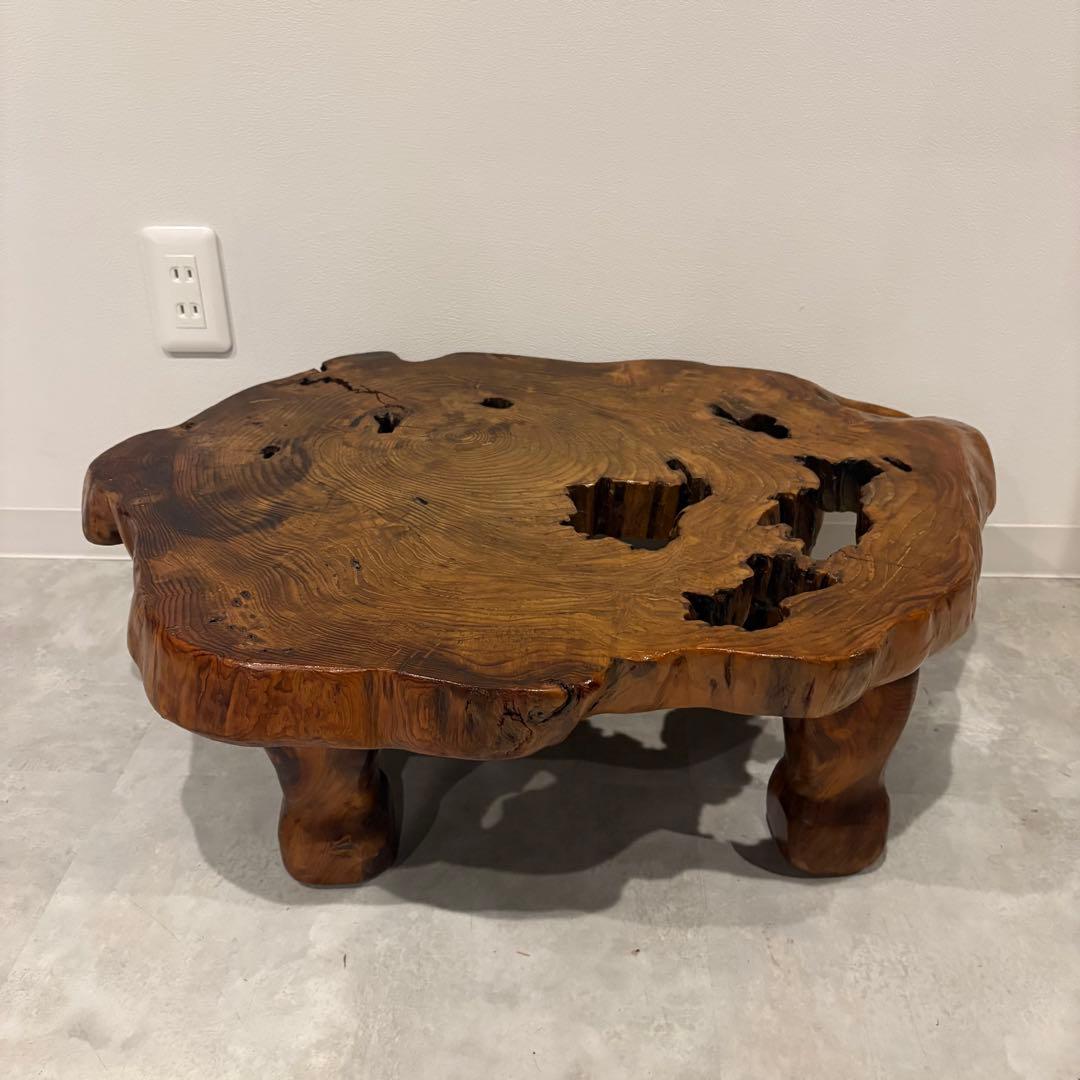 欅？ 輪切 テーブル 一枚板 丸太 コーヒーテーブル
