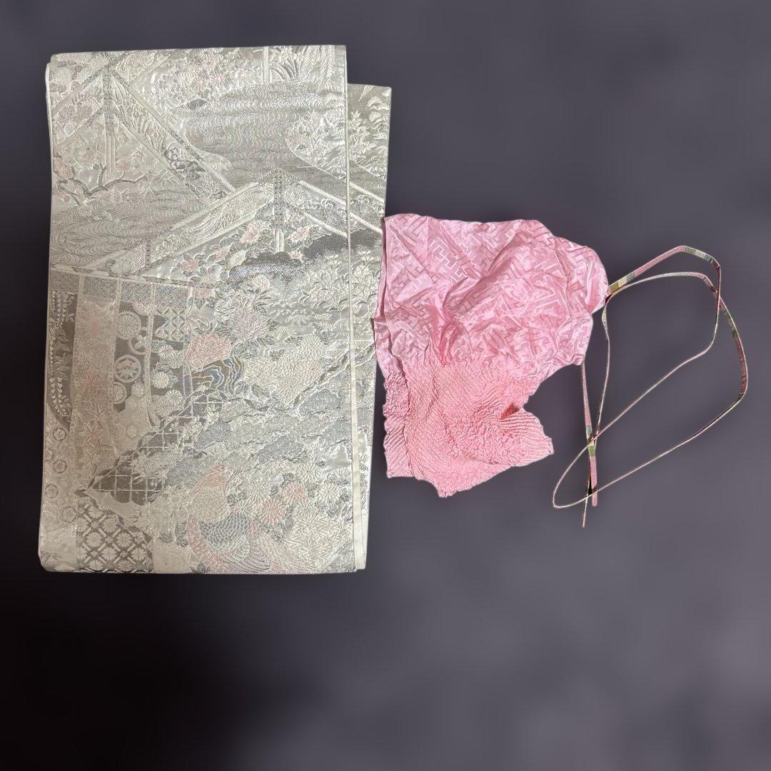 未使用近い　美品　袷　正絹　作家　縮緬　友禅　訪問着　フルセット　4点