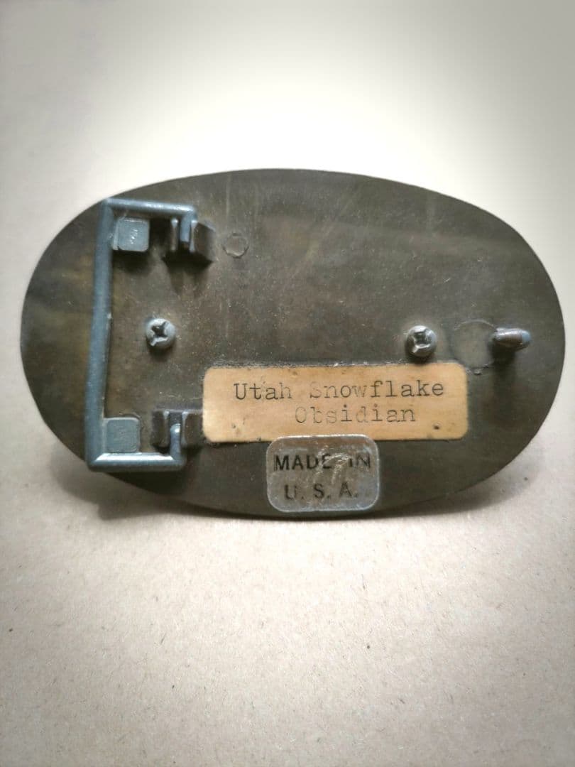 USA ヴィンテージ スノーフレークオブシディアン 黒曜石　バックル　レア物