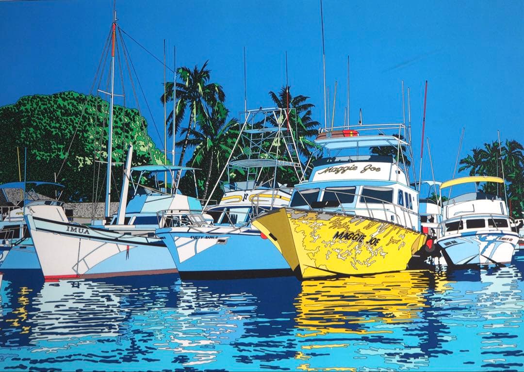 真作■鈴木英人 版画 MAGGIE JOE 直筆サイン■リトグラフ 絵画 ヨット