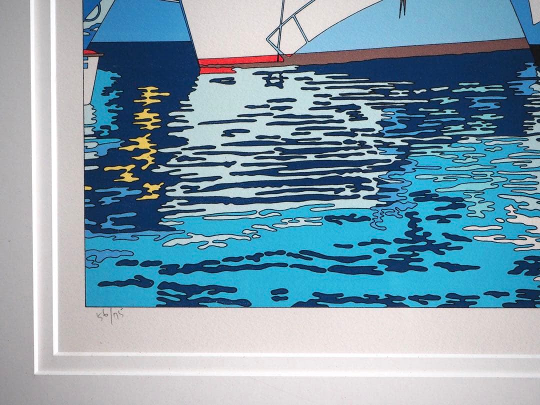 真作■鈴木英人 版画 MAGGIE JOE 直筆サイン■リトグラフ 絵画 ヨット