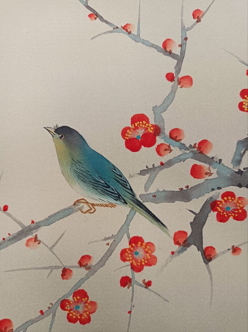 美品 軸 開運 福 おもてなし 絵 幸運 青鳥 花 茶 中国 美術 インテリア