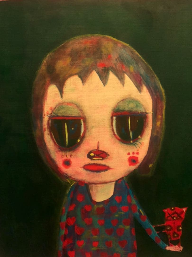 アーティスト無名　北欧アート女の子　F10サイズ　キャンバスアクリル画