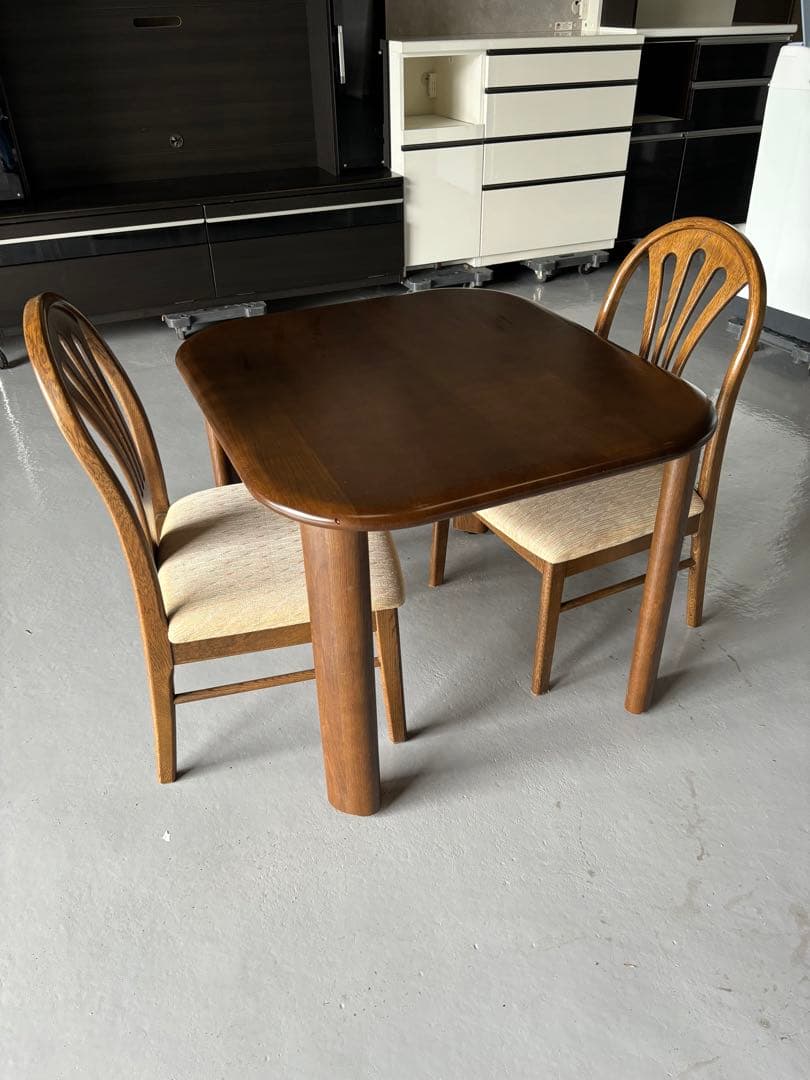 最高級 キツツキダイニングテーブル&コスガ椅子2脚セット 幅90cm Used