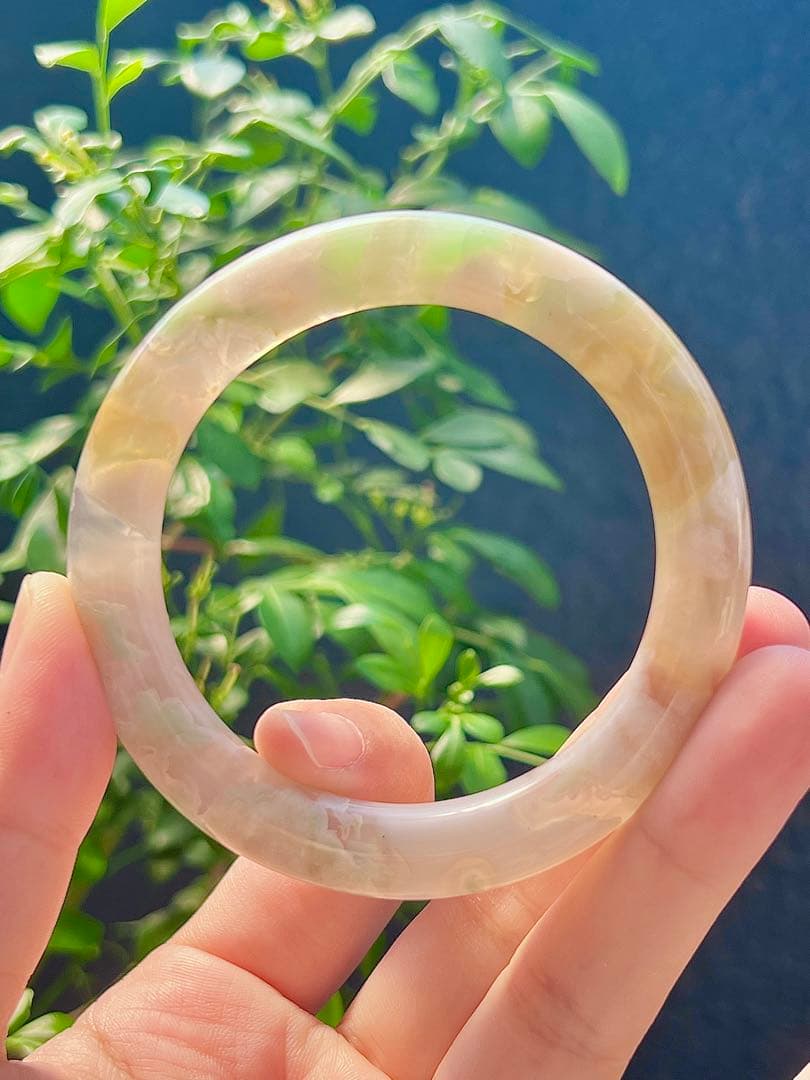 チェリーブロッサムアゲート 桜瑪瑙 天然石 瑪瑙　バングル　天然石 着物和服