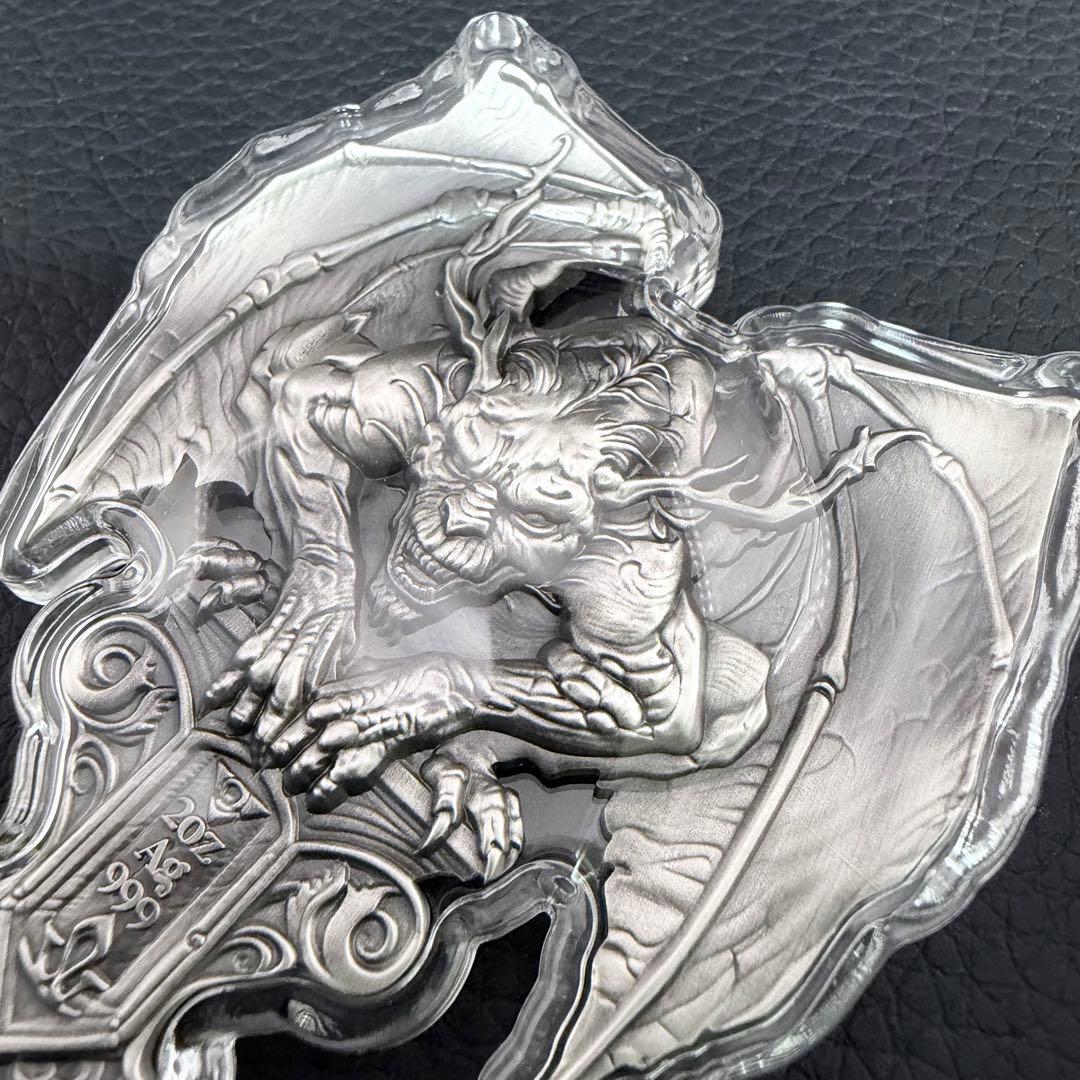 銀貨 ガーゴイル ハイレリーフ アンティーク 2オンス 2oz メダル 守護神