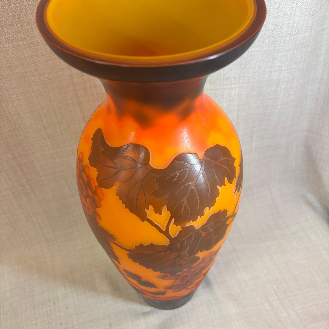 ガレ風 花瓶 ガラス細工 グレープ フラワーベース アンティーク 西洋 欧風