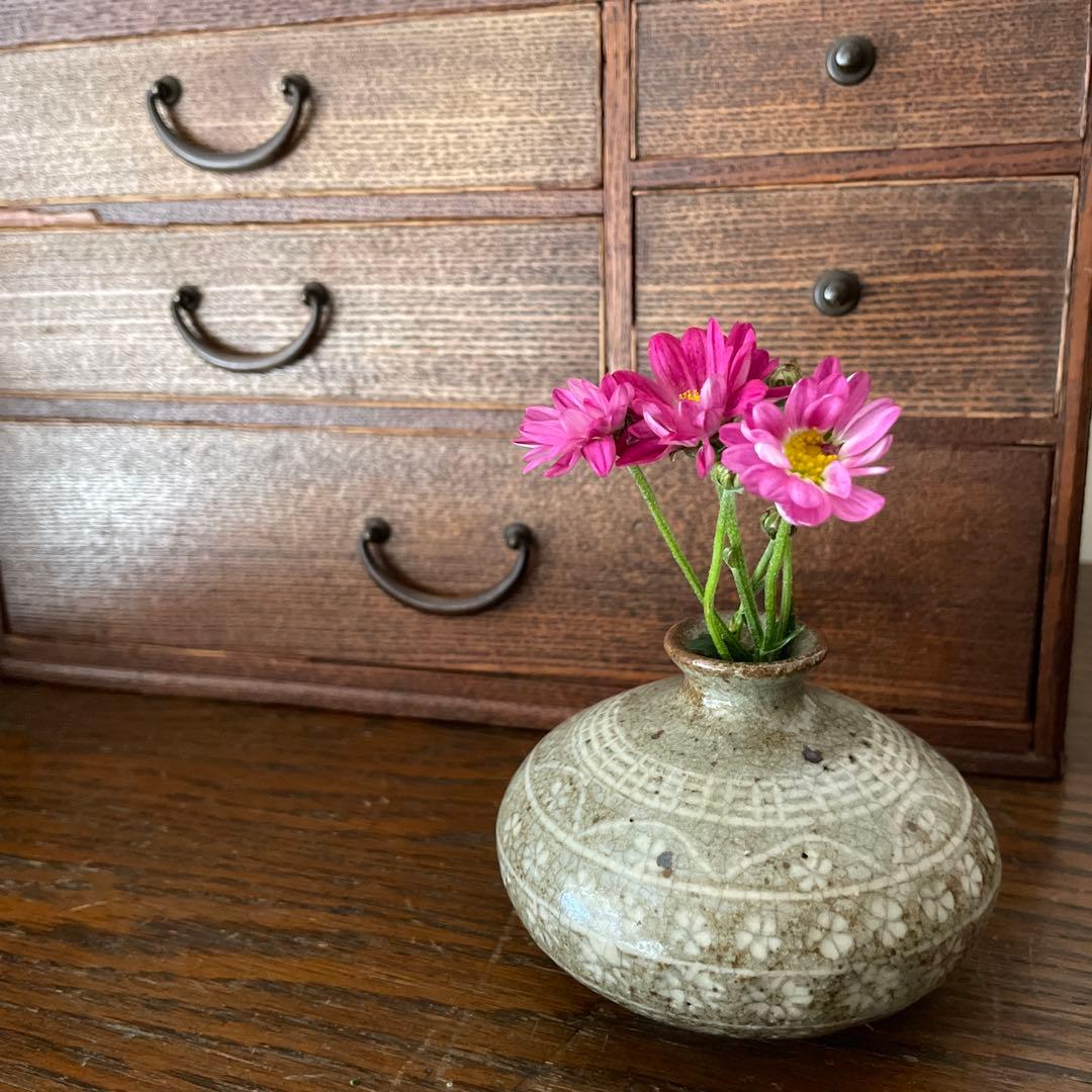 油壺　油壷　江戸後期 古瀬戸系 灰釉貫入 民藝 古道具 一輪挿し