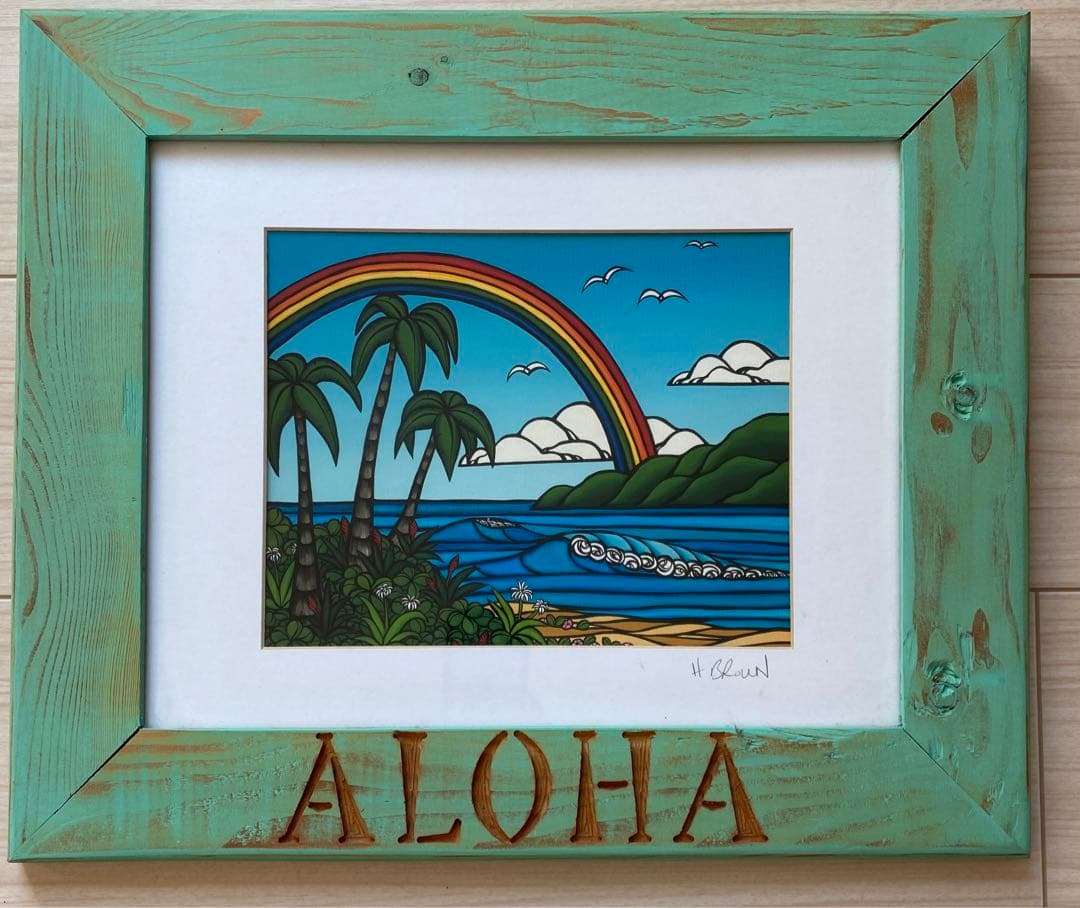 いちご様　ヘザーブラウン アート　オリジナル額装　Anuenue