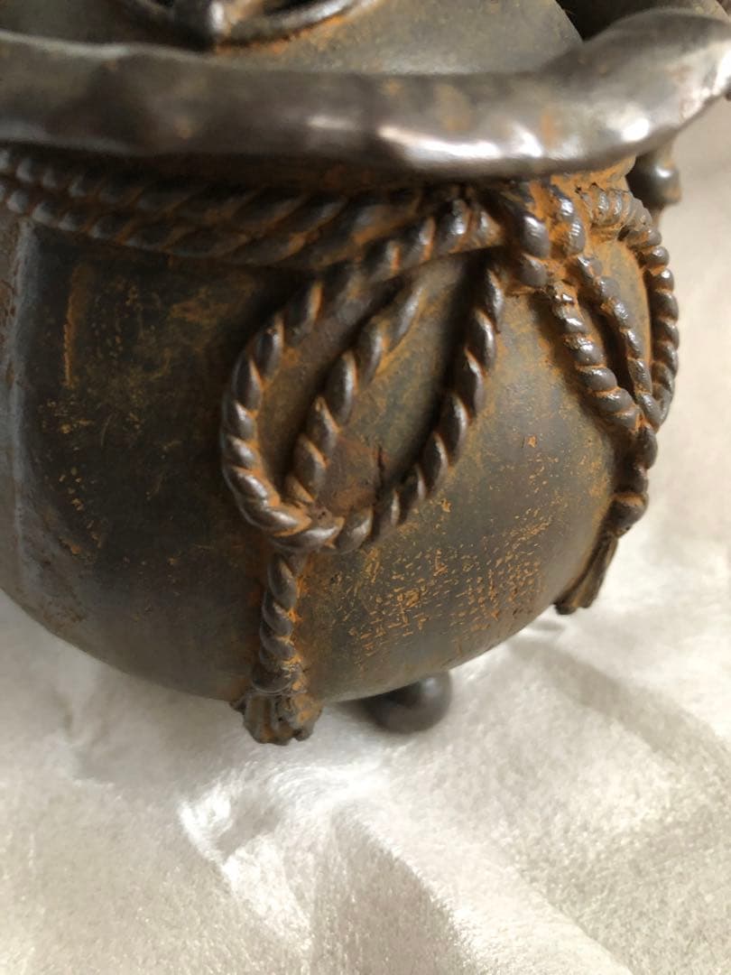 蝋型 鋳銅 宝茶巾 香炉 瑞雲作 共箱入