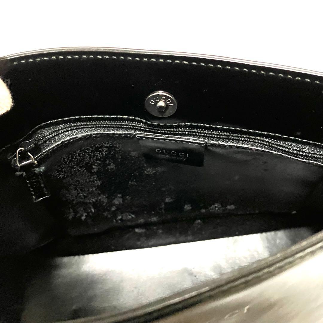 GUCCI グッチ ワンショルダー バッグ エナメル ブラック 黒 希少デザイン
