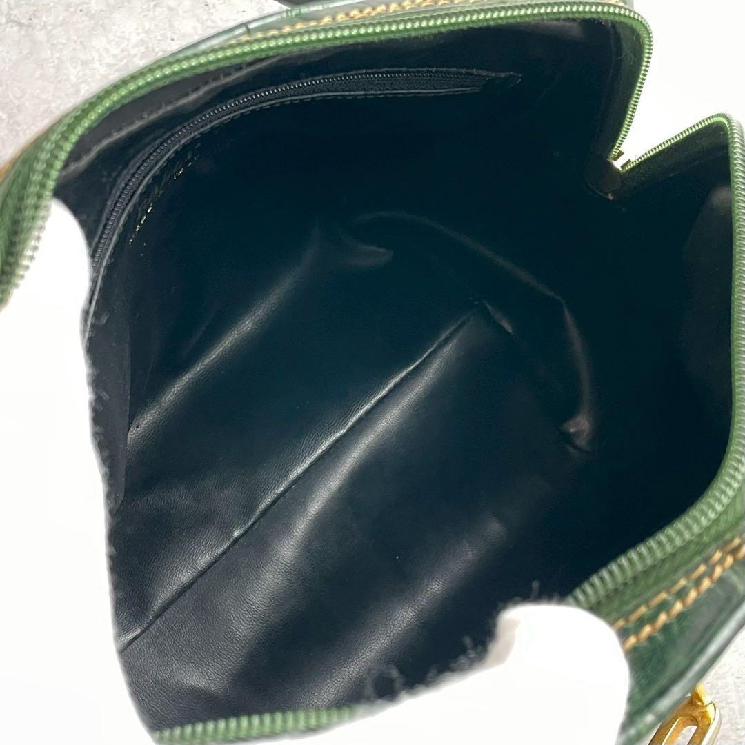 BALLY バリー ミニボストンバッグ クロコ型押し レザー グリーン