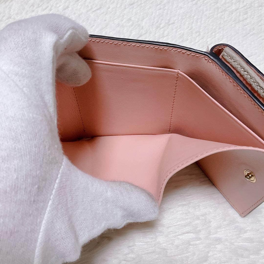♡超極美品♡ボナベンチュラ 三つ折り財布 スモールウォレット グレージュ ピンク