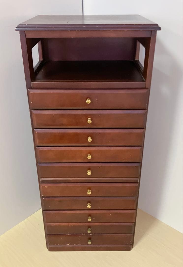 木製　10段　引き出し　電話台　FAX台　チェスト　サイドチェスト　棚、ラック