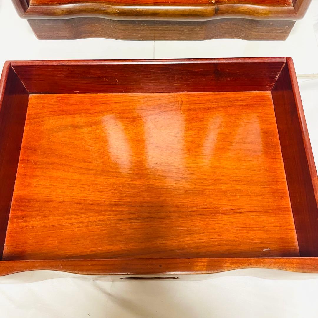 唐木 カリン 無垢材 螺鈿細工 5段チェスト