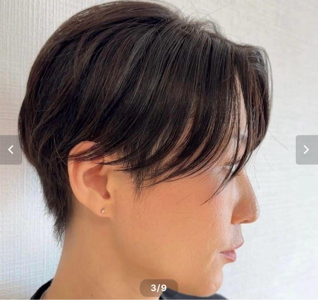 百合子ウィッグ　ショートヘア用ヘアピース　スキンレースタイプ レミー人毛100%