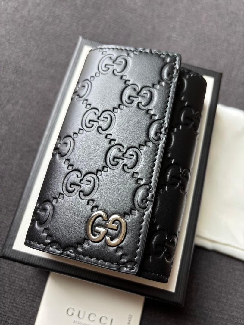GUCCI ブラックレザー GGキーケース　GUCCIキーケース