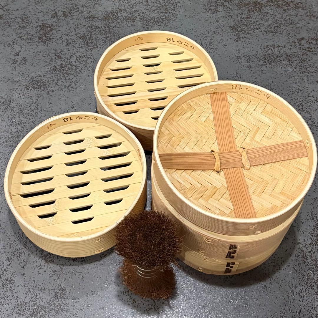 【美品】かごや 杉 中華せいろ 4段 ステンレス鍋セット