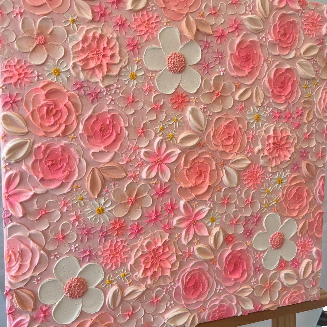 ピンク　ピンクのお花 壁掛けアート 絵画 花の絵 フラワーアート