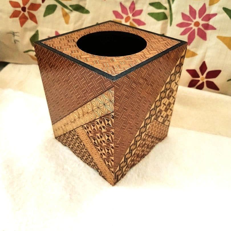 木製箱根寄木細工 ミニゴミ箱