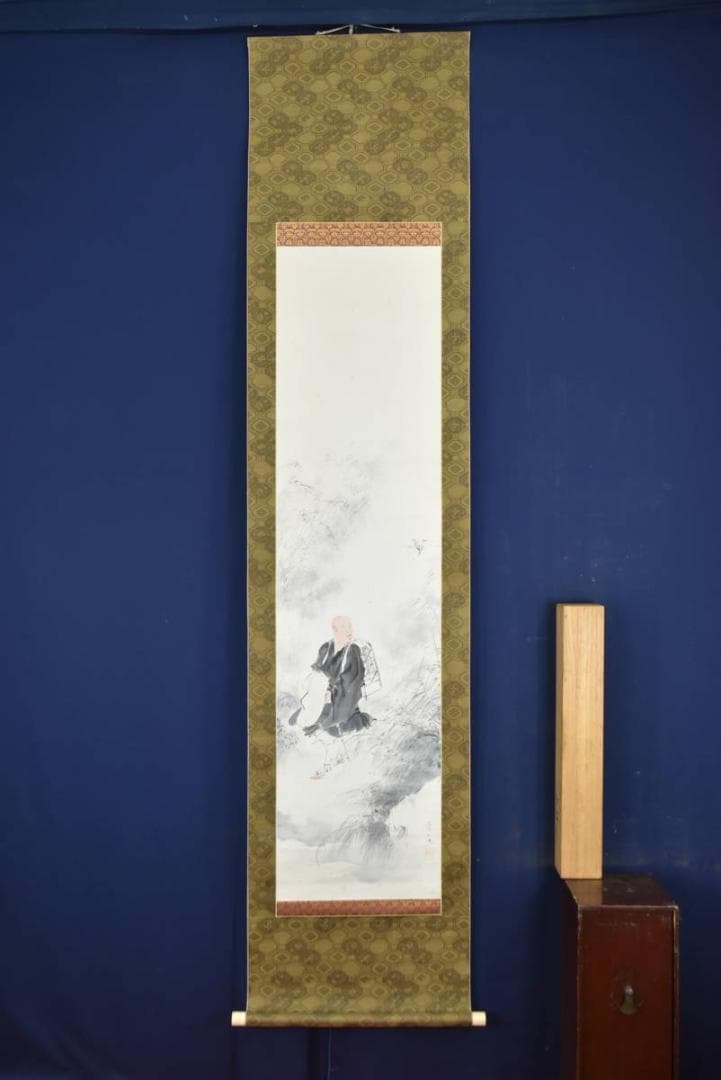 【真作】青嵐/和尚放鳥図/掛軸☆宝船☆AB-443