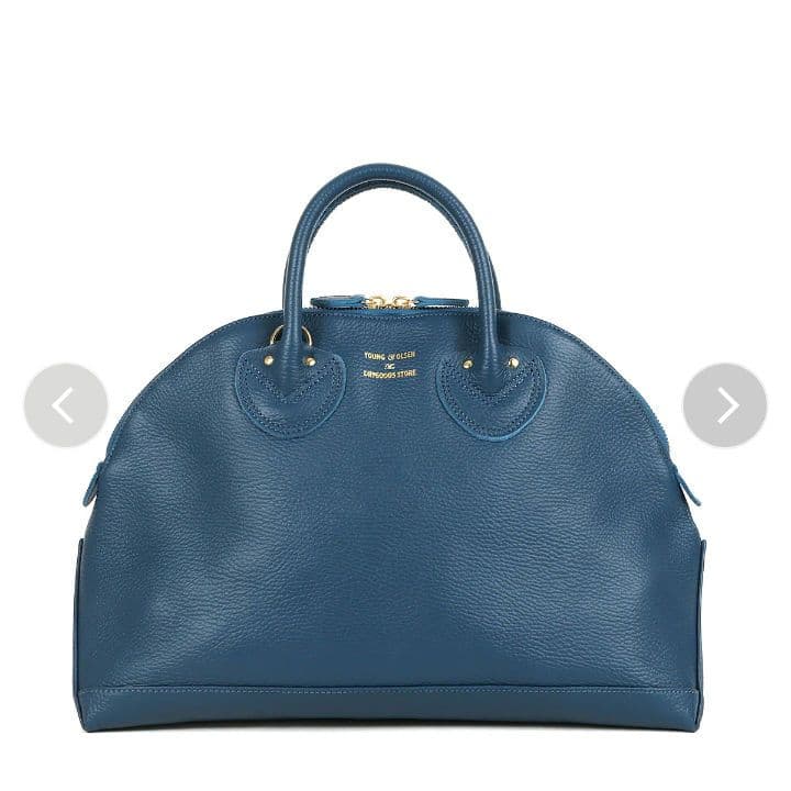 ヤングアンドオルセン　エンボスレザージップボートバッグ　М　ブルー