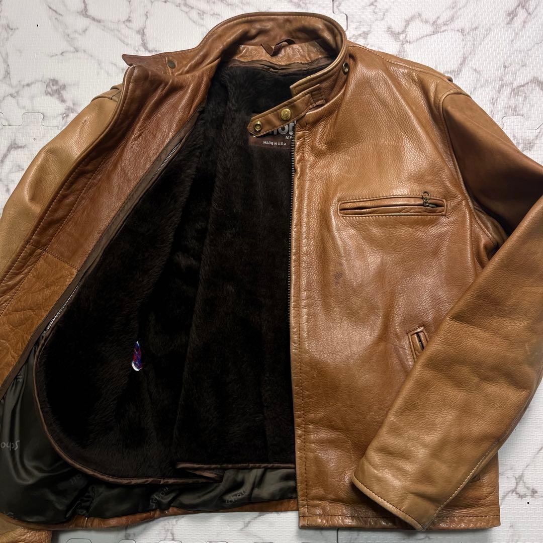 の*り様 奇跡の42size✨【米国製】schott 641 ブラウン ボア使用