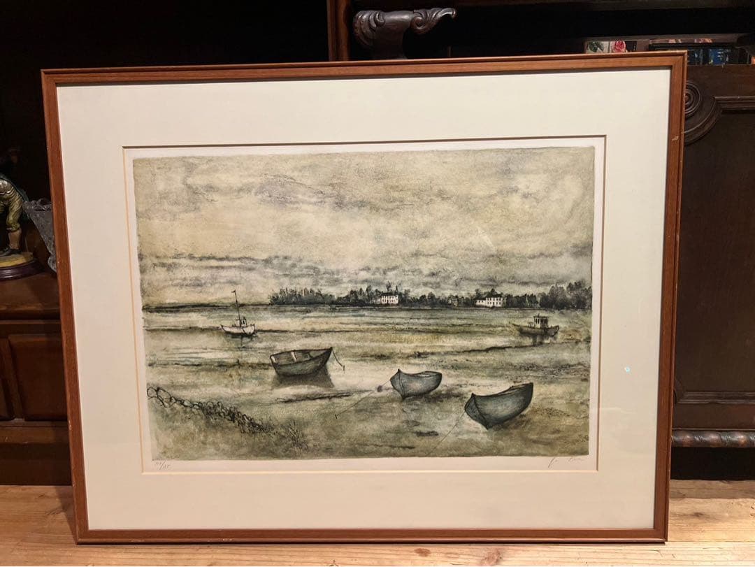 ガントナー 浜辺の小舟 額縁 アート インテリア