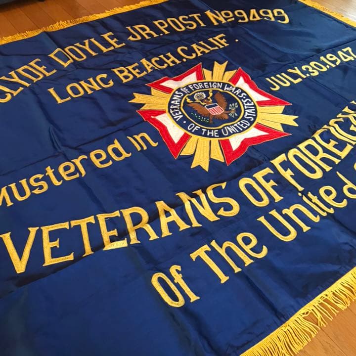 超レア大型美品！40’sUSAビンテージVFW米国退役軍人会 両面刺繍フラッグ旗