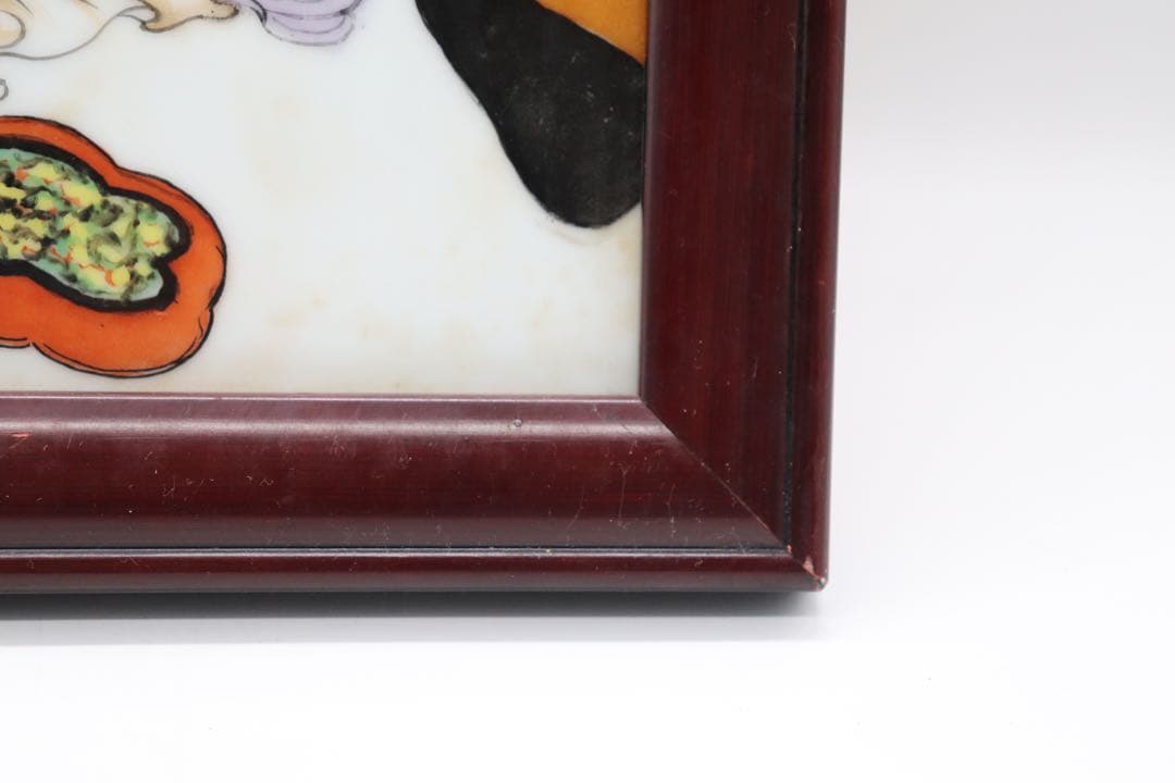 中国　陶板　美人　落款あり　額装　送料込み0310