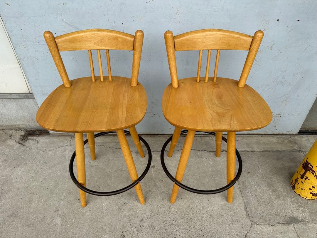 カウンターチェア 天然木　ハイスチェアー　2脚