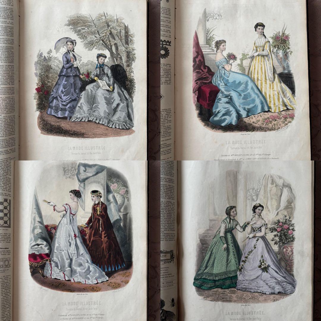 フランスアンティークファッションプレート合本 モード銅版画1867年