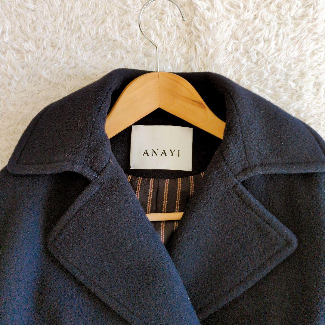 ANAYI　アナイ　トレンチコート　ウール　ダブル　ベルト　黒　近年モデル