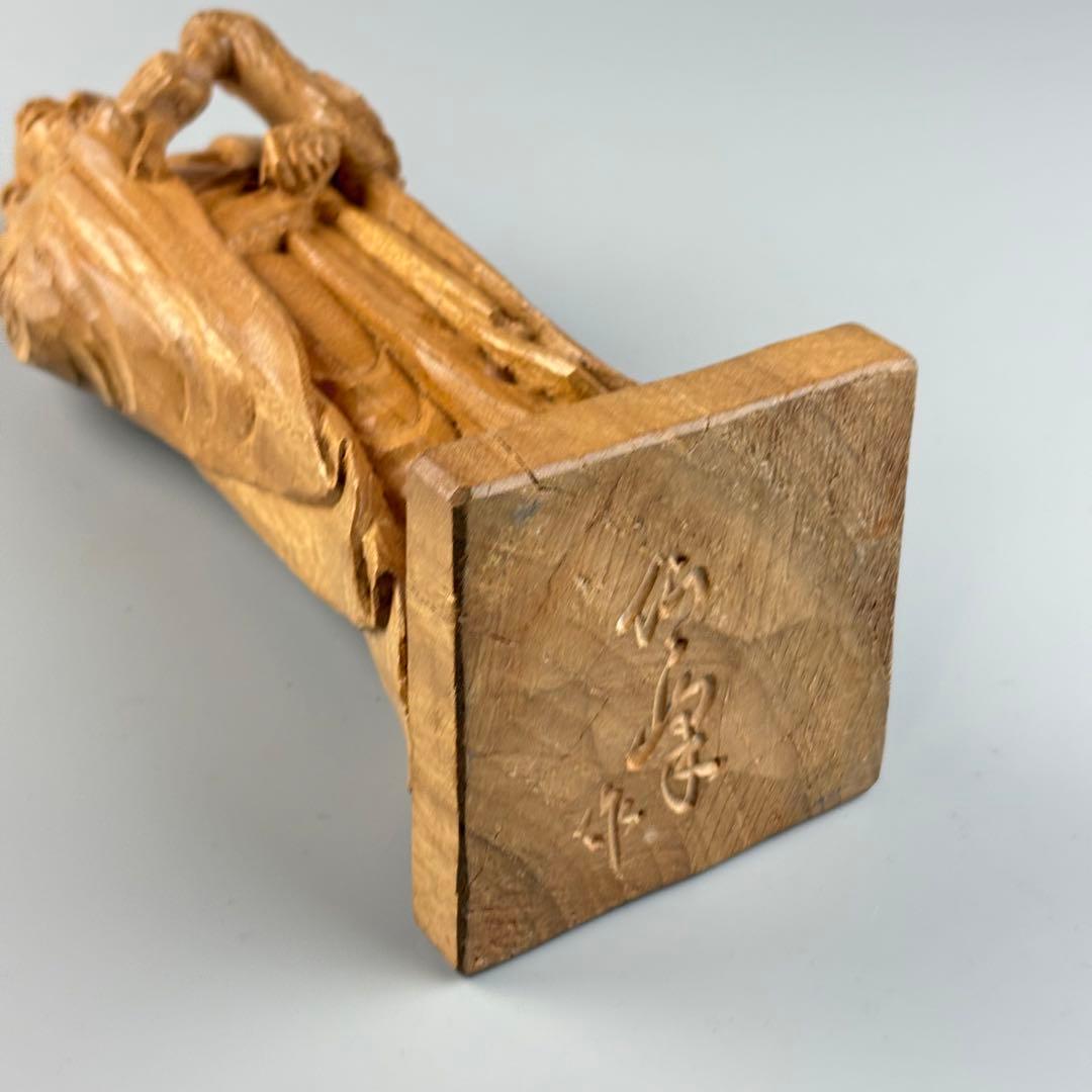 古美術 作家物 在銘 達磨 木彫 人物像 彫刻 アンティーク