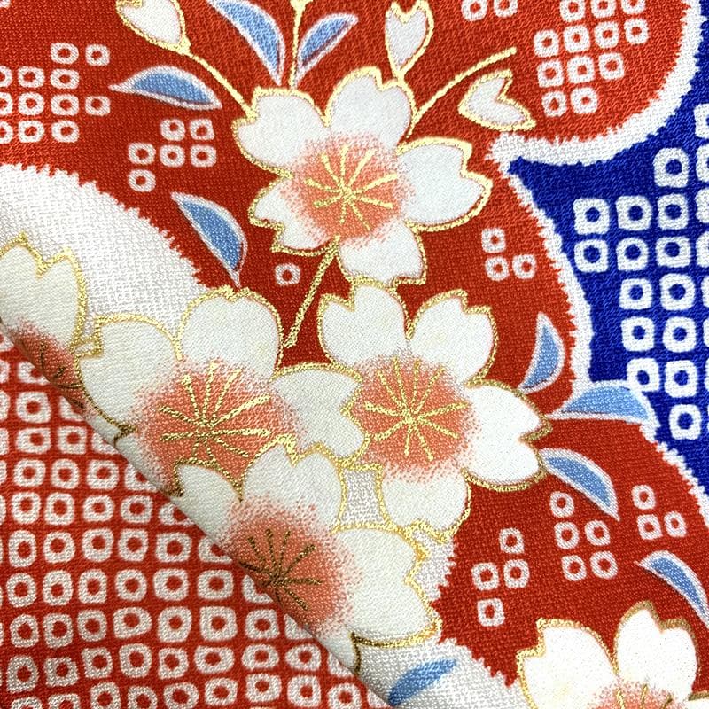 511ag13□七五三 七歳 女児 着物&袋帯&長襦袢 鹿の子 毬 花□美品