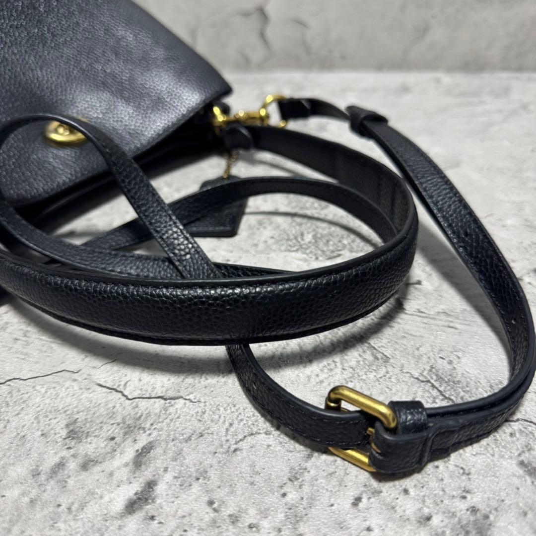 良品 コーチ レザー 2way ショルダーバッグ ウィロウ ターンロック 黒