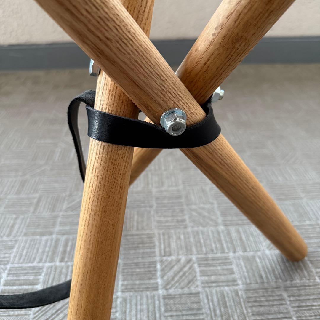 ハンティングチェア キャンプ ヴィンテージカモ 天然木 レザー